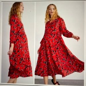 Zara red floral maxi dress